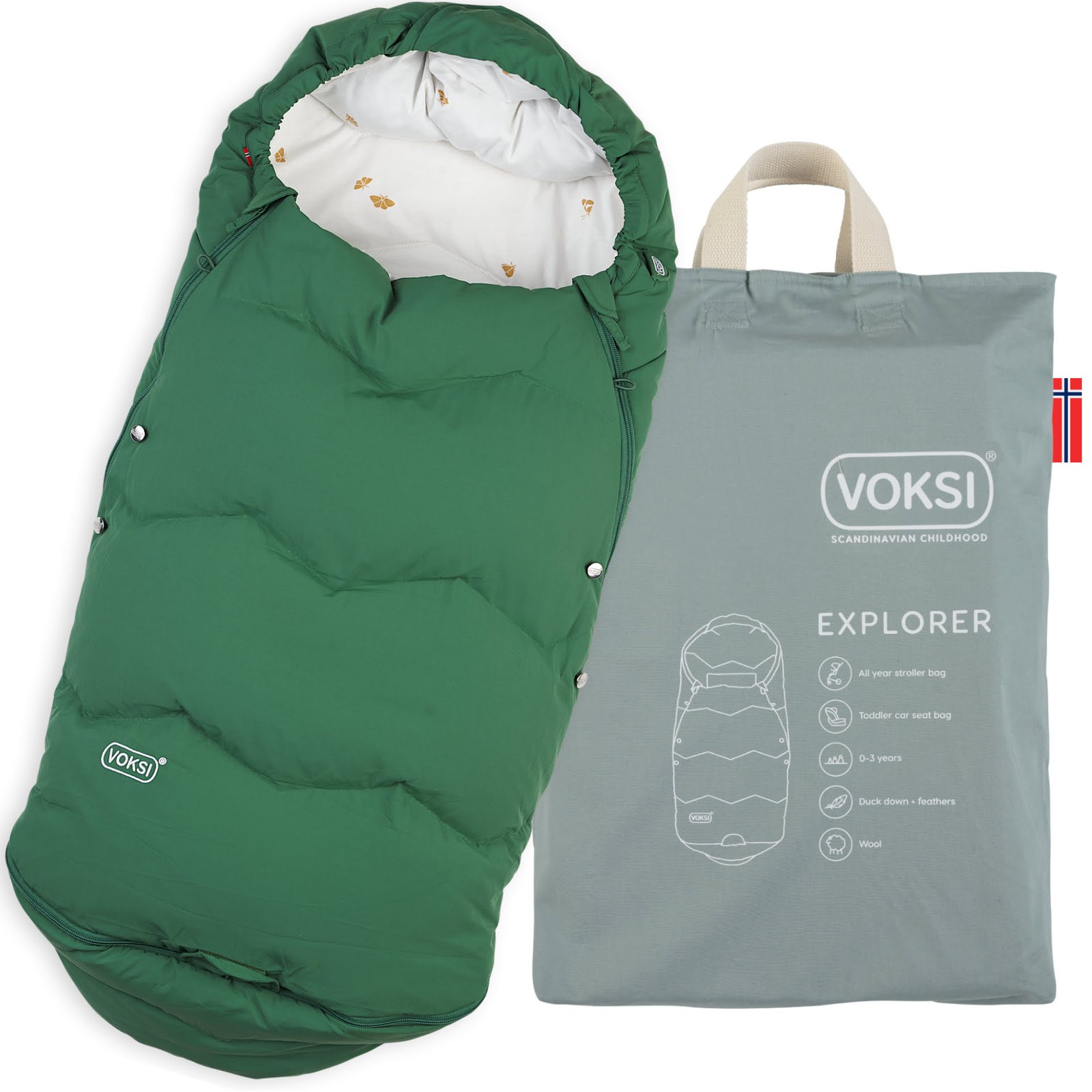 Voksi Explorer Baby Footmuff Grass Green